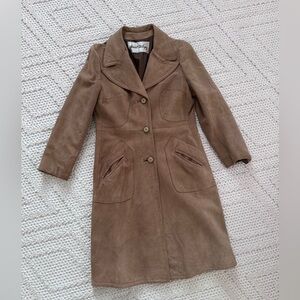 Marshall Fields Tan Suede Leather Trench Coat